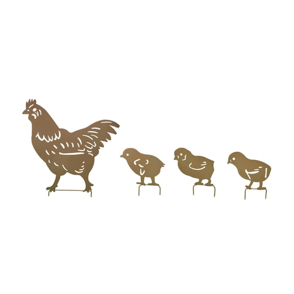 TISHITA 4Pieces Chicken Yard Garden Decoration Iron Chicken Statue Decor Hollow Out Animal Shape Decor for Home Backyard Lawn