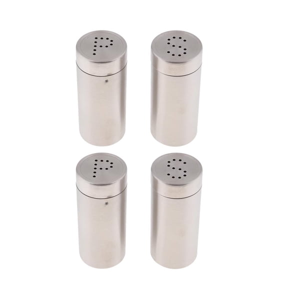 TISHITA 4Pieces Silver Premium Modern Kitchen Stainless Steel Salt Pepper Shaker 3.8x8.8cm