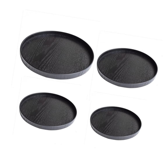 TISHITA 4pcs Wooden Trays Creative Food Service Table Restaurant Dining Room Round Wooden