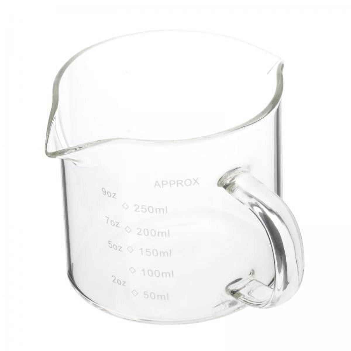 TISHITA 4x Espresso Glasses Coffee Measuring Cup, Mini Measuring Cup Double Spouts Milk Cup, Clear Glass Pitcher for Fruit Juice 250ml,
