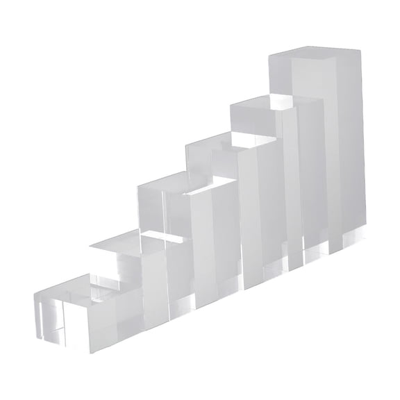 TISHITA 6 Pieces Acrylic Square Display Block Holder Base Portable Polished Modern Clear Display for Collectible, Perfume, Toy 5cm to 20cm