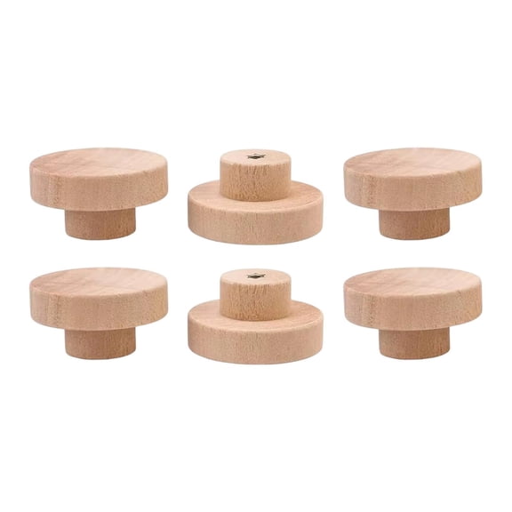 TISHITA 6Pcs Flat Top Round Cabinet Knobs Wooden Cabinet Hardware DIY Crafts Vintage Cabinet Pulls Handle for Closet Dresser Wardrobe 4.5cmx2.5cm