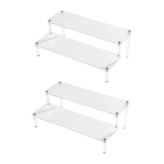 TISHITA Acrylic Display Stand Perfume Organizer 2 Tier Decoration Rectangle Display Stand Riser Cupcake Stand Shelf for Home Wedding 2pcs