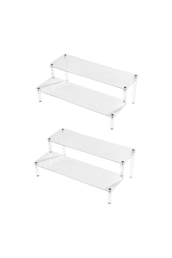 Acrylic Display Stand Perfume Organizer 2 Tier Decoration Rectangle Display Stand Riser Cupcake Stand Shelf for Home Wedding 2pcs
