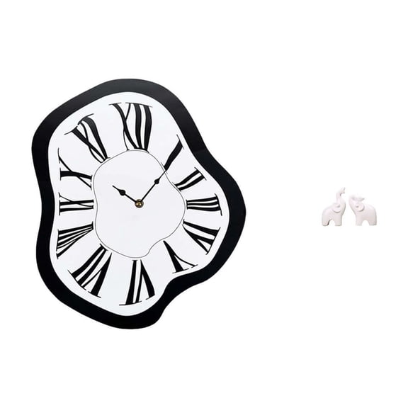 TISHITA Acrylic Distorted Wall Clock Creative Melting Clock Unique Luxury Desktop Shop Elephant Sculptures Ornaments Tabletop Decoration Home Decor Animal Sta