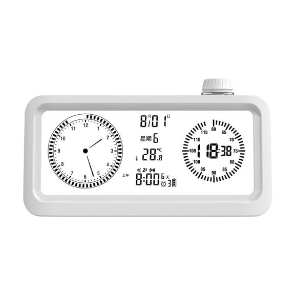 TISHITA Alarm Clock Timer Clock Portable Multifunctional Practical 3 Levels Brightness with Temperature for Bedroom Dormitory Kitchen White