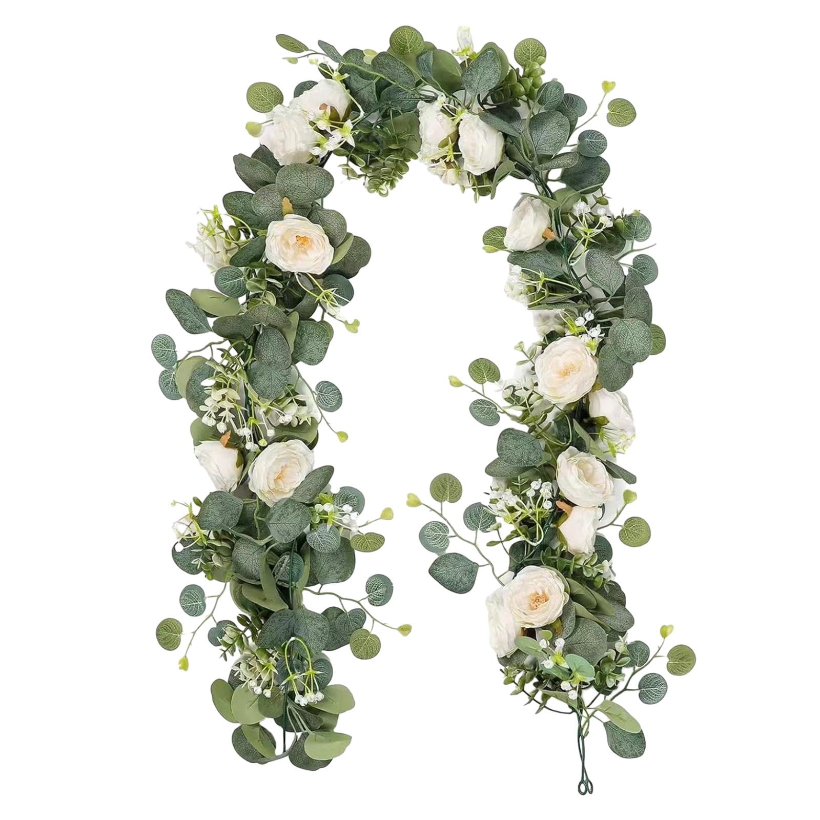 TISHITA Artificial Green Leaf Vines, Greenery Garland, Faux Eucalyptus Strand Hanging Plants, Artificial Eucalyptus Garland, for Door