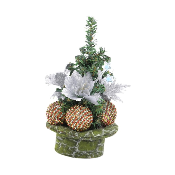 TISHITA Artificial Tabletop Christmas Tree Mini Xmas Tree Desk Christmas Tree Potted Plants for Party, Shelf, Indoor,Holiday,Birthday Argent