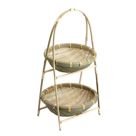 TISHITA Bamboo Woven Basket Fruit Food Vegetable Storage Basket Multipurpose Portable Handmade Kitchen Counter Organizing for Holiday E