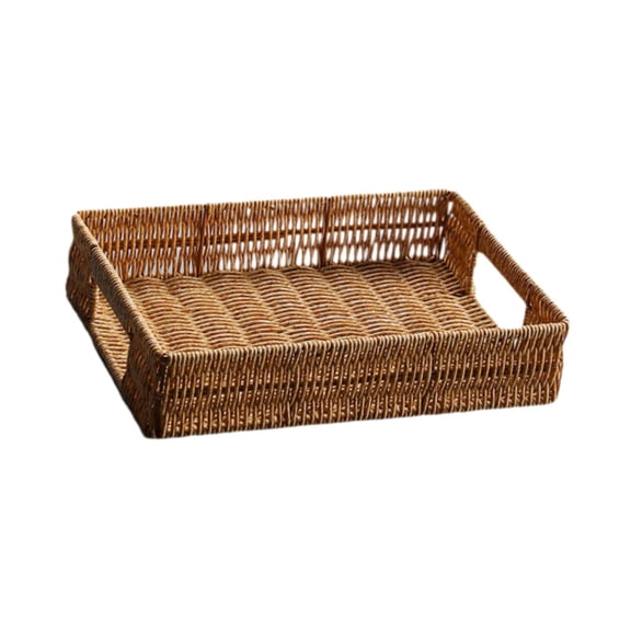TISHITA Basket Utility Organizer Multifunctional Desktop Orament Serving Tablet Weaving Plate for Food Fruits Small 29x20x6 cm