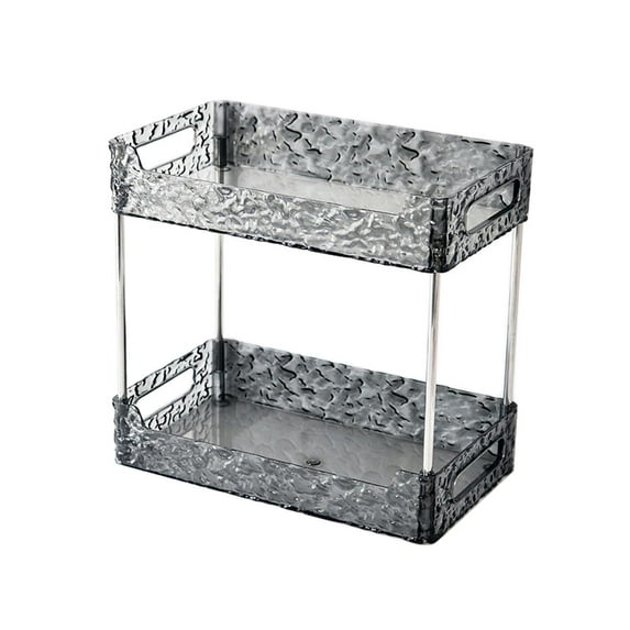 TISHITA Bathroom Storage Rack Cosmetic Storage Tray Decor Decorative Tray Bathroom Vanity Tray Jewelry Tray for Dorm Shampoo Perfumes Clear Gray 2 Layer