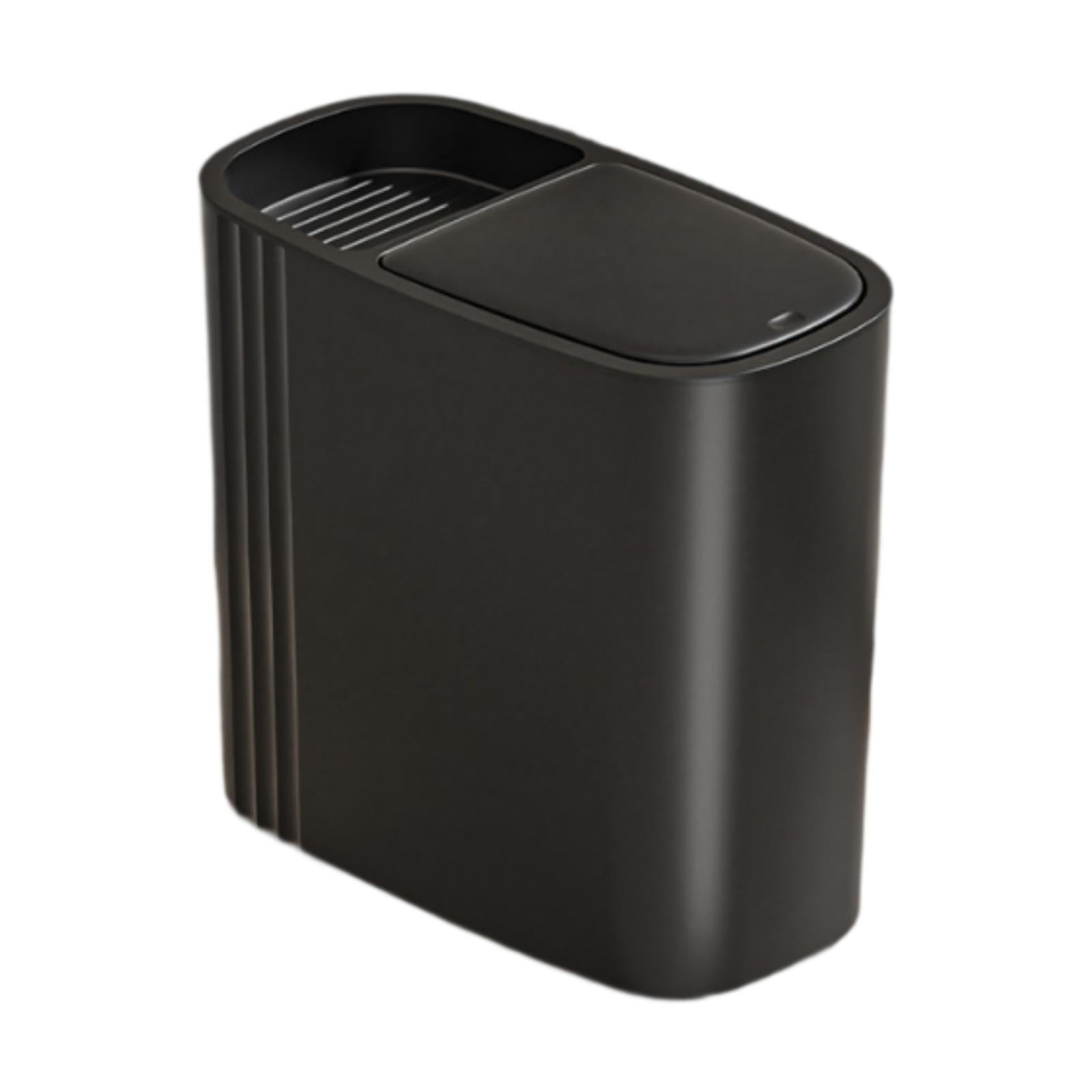 TISHITA Bathroom Trash Can Small Compact Slim Garbage Bin for Home Laundry Household black