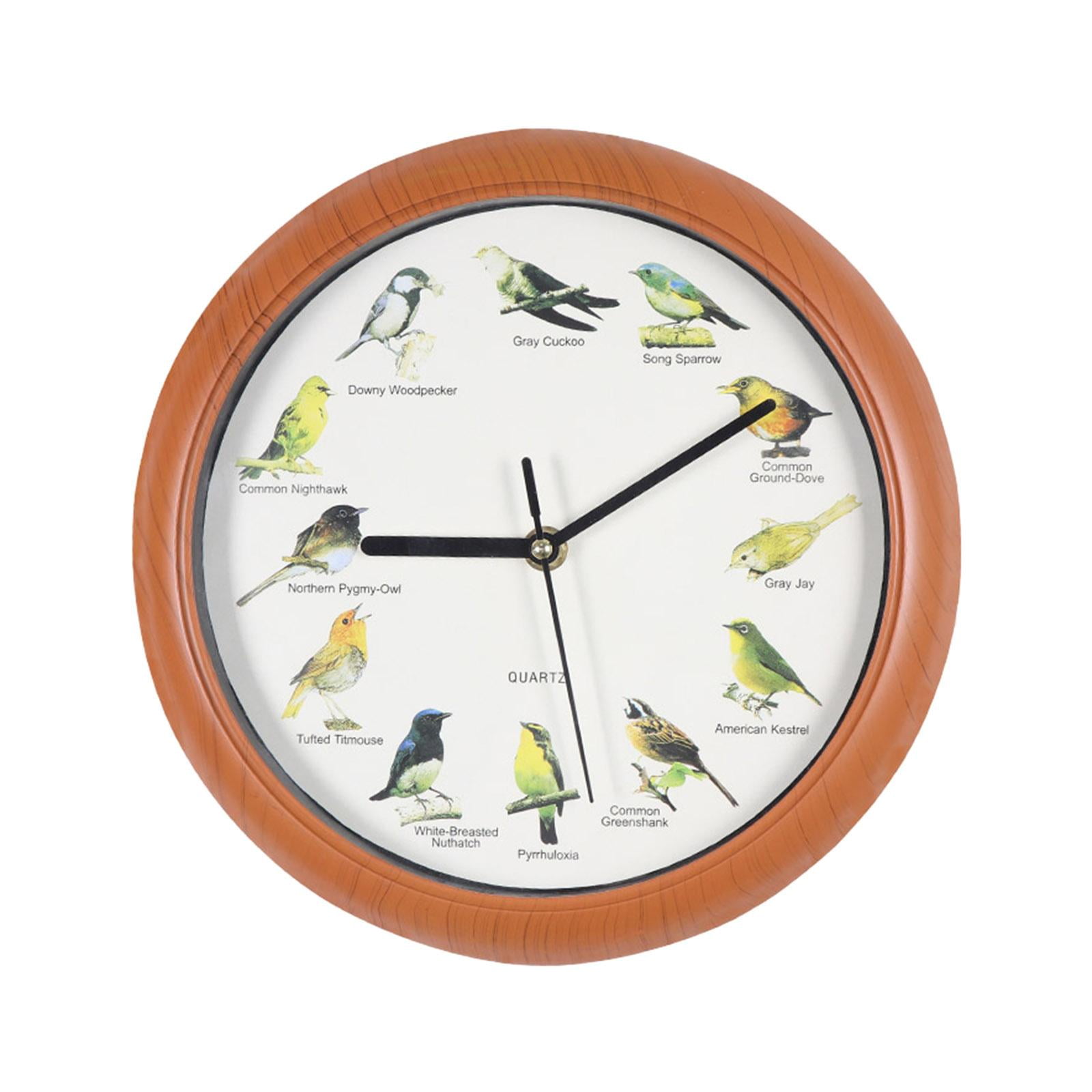 TISHITA Bird Clocks with Sounds Round Clock Quiet that Sing Wall