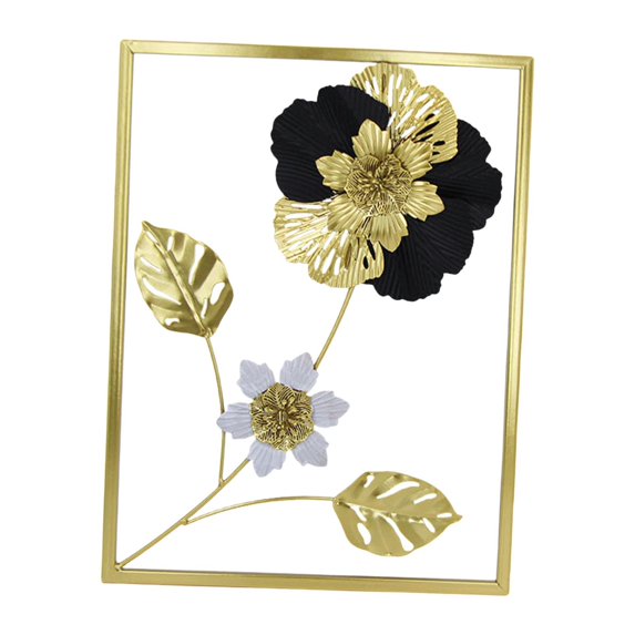 TISHITA Black Flowers Wall Art Wall Hanging Decor Home Office Decors Patio Indoor Minimalist Line Bedroom Dorm Gold Metal Wall Art L gold frame
