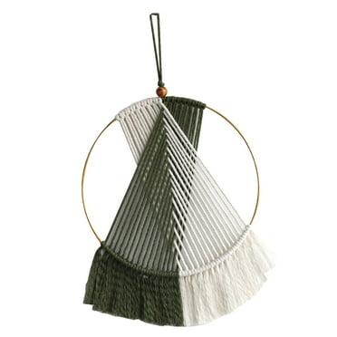 TISHITA Bohemian Tapestry with Circle Tassels, Macrame Wall Hanging, Bohemian Wall Decor, Boho Woven Tapestry for Bedroom, Party, Backdrop Green