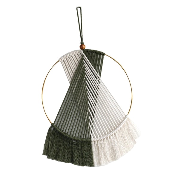 TISHITA Bohemian Tapestry with Circle Tassels, Macrame Wall Hanging, Bohemian Wall Decor, Boho Woven Tapestry for Bedroom, Party, Backdrop Green
