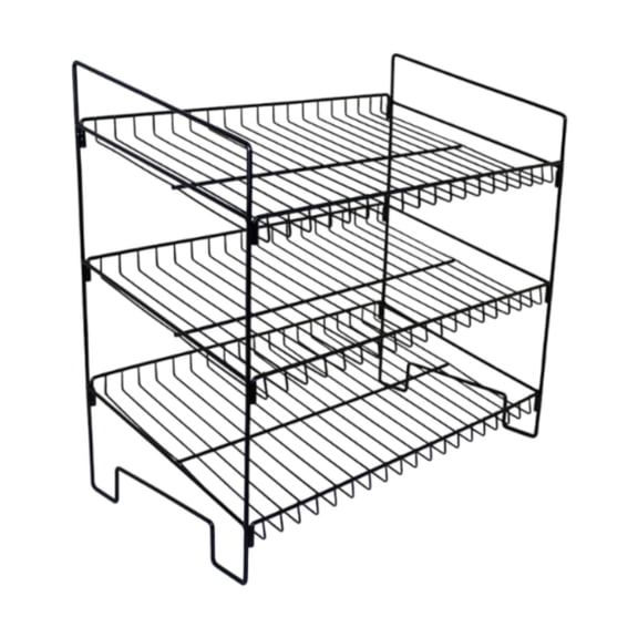 TISHITA Book Display Rack Kitchen Display Holder 3 Tiered Foldable Home Storage Organization for Supermarkets Galleries Bookstores Black