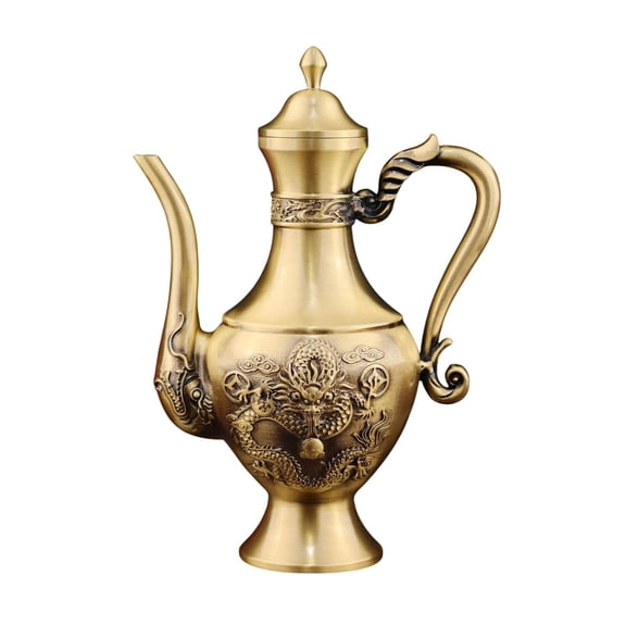 TISHITA Brass Pot Decoration Teapot Statue Brass Brass Sculpture Gift Decorative Tea Pot Ornament for Housewarming Table Centerpieces