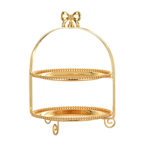 TISHITA Cake Stand Food Display Plate Elegant Luxury Tea Party Serving Tray Dessert Stand for Family Thanksgiving Dining Room Parties Gold Double Layer