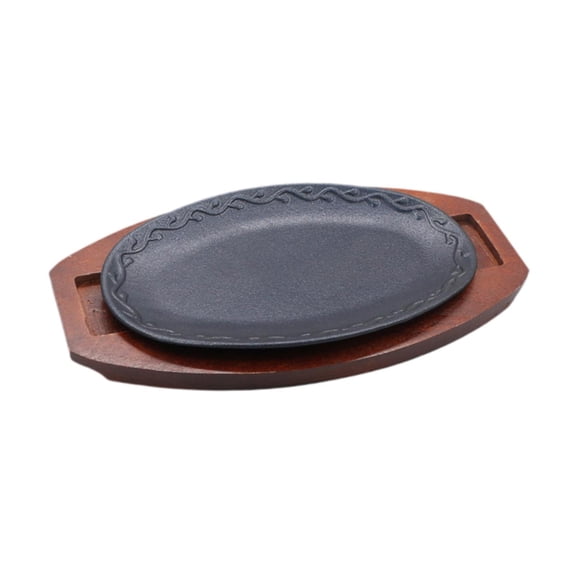 TISHITA Cast Steak Plate Fajita Pan Multipurpose Nonstick Easy to Clean Steak Platter Sizzle Griddle for Home Picnics Camping Cooking