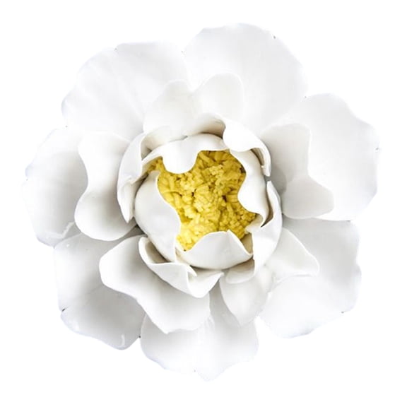 TISHITA Ceramic Flower Wall Decor 3D Sculpture Ornament Hanging Art Mural Piece Handcrafted Ceramic Accent With Hook suitable for apartment condo studio cafe wall office lobby garden m white
