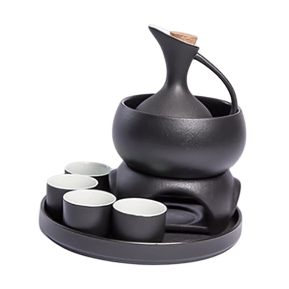 TISHITA Ceramic Sake Set Porcelain with Tray 4 Cups,Warming Bowl,Sake Bottle Traditional Drink for Tea Party Restaurant Home
