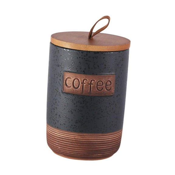 TISHITA Ceramic Storage Container Airtight Jar Creative Wooden Lid Decorative Storage Jar for Candy Cookies Airtight