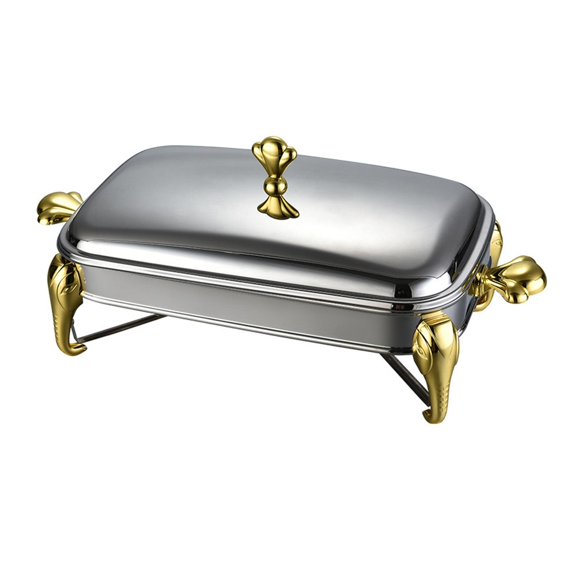 TISHITA Chafing Dish Buffet Server Food Tray Serving Utensils Hot Pot Buffet Food Warmer Cookware for Catering Holiday Parties Events 2.4L Gold