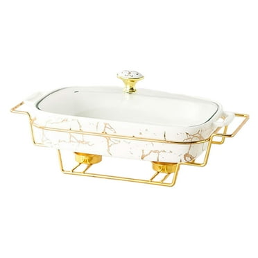 TISHITA Chafing Dish Convenient Buffet Dish Tray for Catering Events Banquet Parties White