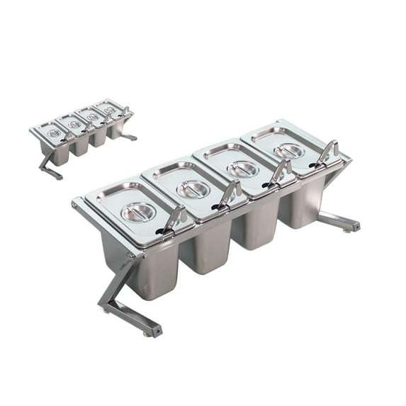 TISHITA Chilled Condiment Server Ice Chilled Serving Tray with Spoon Sauce Organizer Taco Garnish Tray Hotdog Cart, Entertaining Shop 47.5x18cm