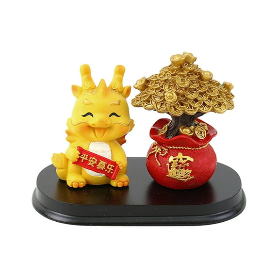 TISHITA Chinese Dragon Statue with Money Tree Statue Lucky Tree Figurine Table Wealth Ornament for Cabinet Living Room Bookshelf Cafe C