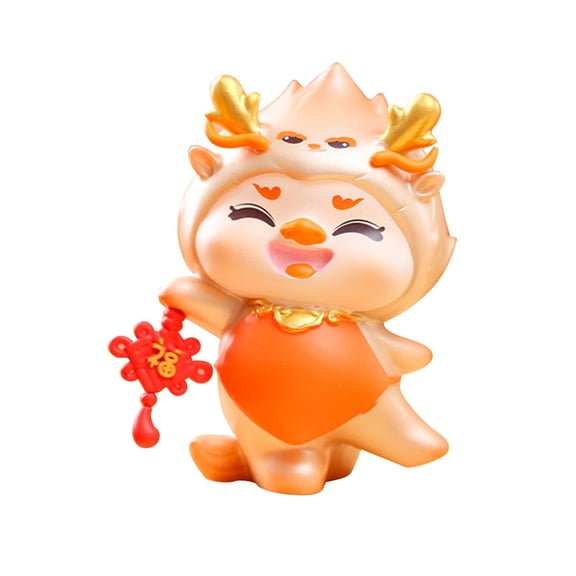 TISHITA Chinese New Year Cartoon Dragon Figurine Car Dashboard Ornament 2.5x2x3inch Handmade Fengshui Sculpture for Home Office Decor B