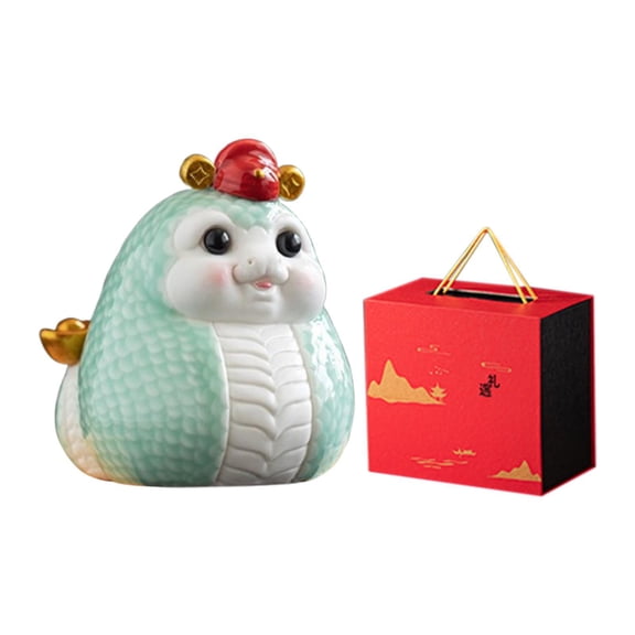 TISHITA Chinese New Year Ceramic Cartoon Snake Figurine Shelf Decoration Ceramic Multipurpose Small Sculpture for Fireplace Bookshelf A
