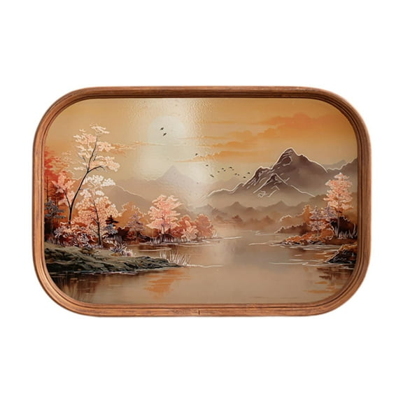 TISHITA Chinese Stylish Tea Serving Tray Display Food Dish Snack Serving Tray Dining Table Tray for Parties Family Wedding Tea Party 29.5x20x2.5cm