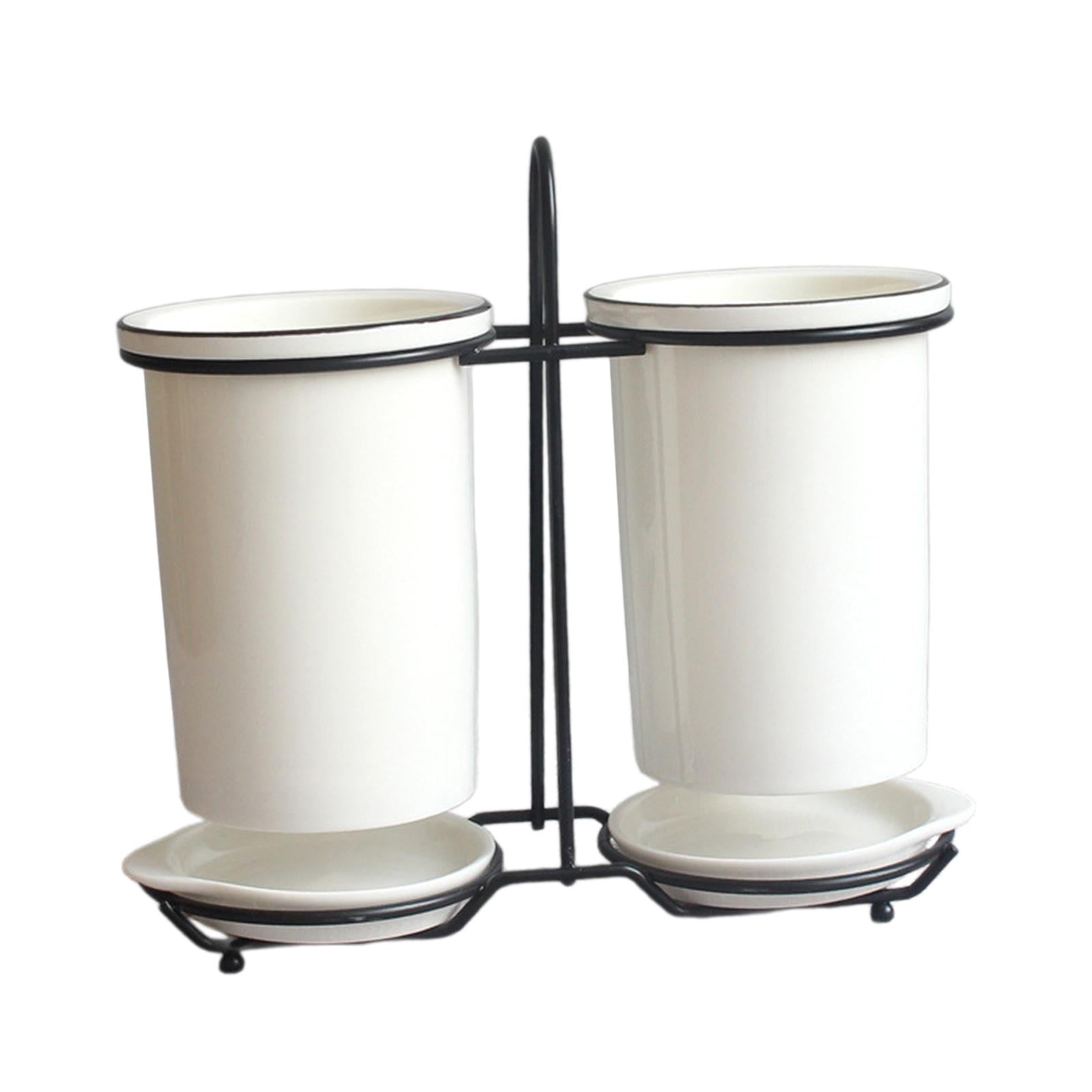 TISHITA Chopsticks Cage Draining Organizer Porcelain with Drain Tray Storage Rack Home Kitchen Utensil Holder Silverware Cutlery Rack A