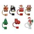 thumbnail image 1 of TISHITA Christmas Straw Cover Caps Decoration Fits 10mm Straws Cute Xmas Gift Holiday Christmas Straw Topper Soft Silicone Straw Lids 7pcs, 1 of 8