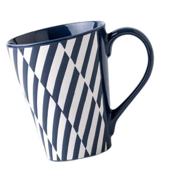 TISHITA Coffee Cup Hot Chocolate Mug, 450ml Embossed Espresso Mug Cappuccino Cup Porcelain Mug for Yogurt Milk Coffee Breakfast Water zebra crossing