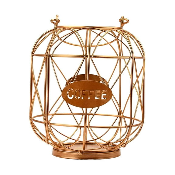 TISHITA Coffee Pod Holder, Coffee Pod Basket, Freestanding Iron with Handle, Organizer, Coffee Pod Container for Hotel Kitchen Countertop rose gold