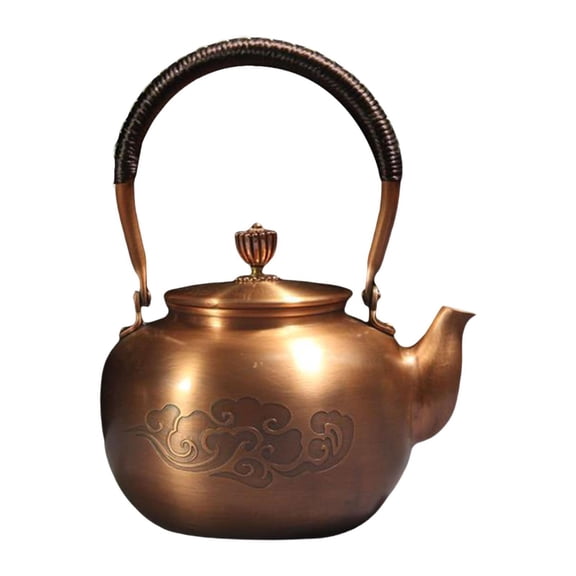 TISHITA Copper Teapot Boiling Water Pot Retro Handmade Kung Fu Teapot Hot Water Kettle Coffee Pot for Tea Office Camping Kitchen Home Clouds Pattern