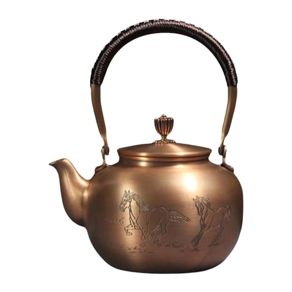 TISHITA Copper Teapot Boiling Water Pot Retro Handmade Kung Fu Teapot Hot Water Kettle Coffee Pot for Tea Office Camping Kitchen Pattern