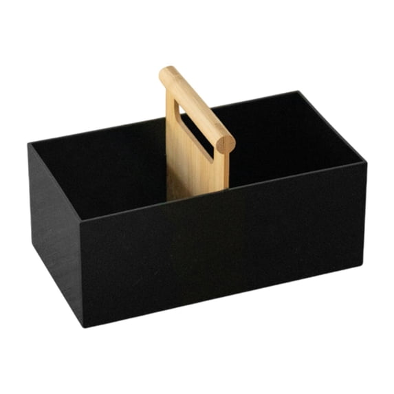 TISHITA Countertop Organizer,Desktop Storage Box,,Bathroom Kitchen Counter Organizer with Wooden Handle for Entryways Desktop Black
