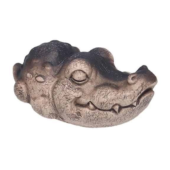 TISHITA Crocodile Statue Animal Sculpture Small Tea Pet Ornament Handmade Artwork Desktop Clay Tea Pet Figurine for Restaurant