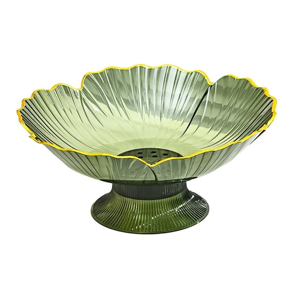 TISHITA Decorative Fruit Bowl with Draining Holes Fruit Holder Table Centerpiece Decorative Bowl Snacks Tray for Kitchen Office Decor Green
