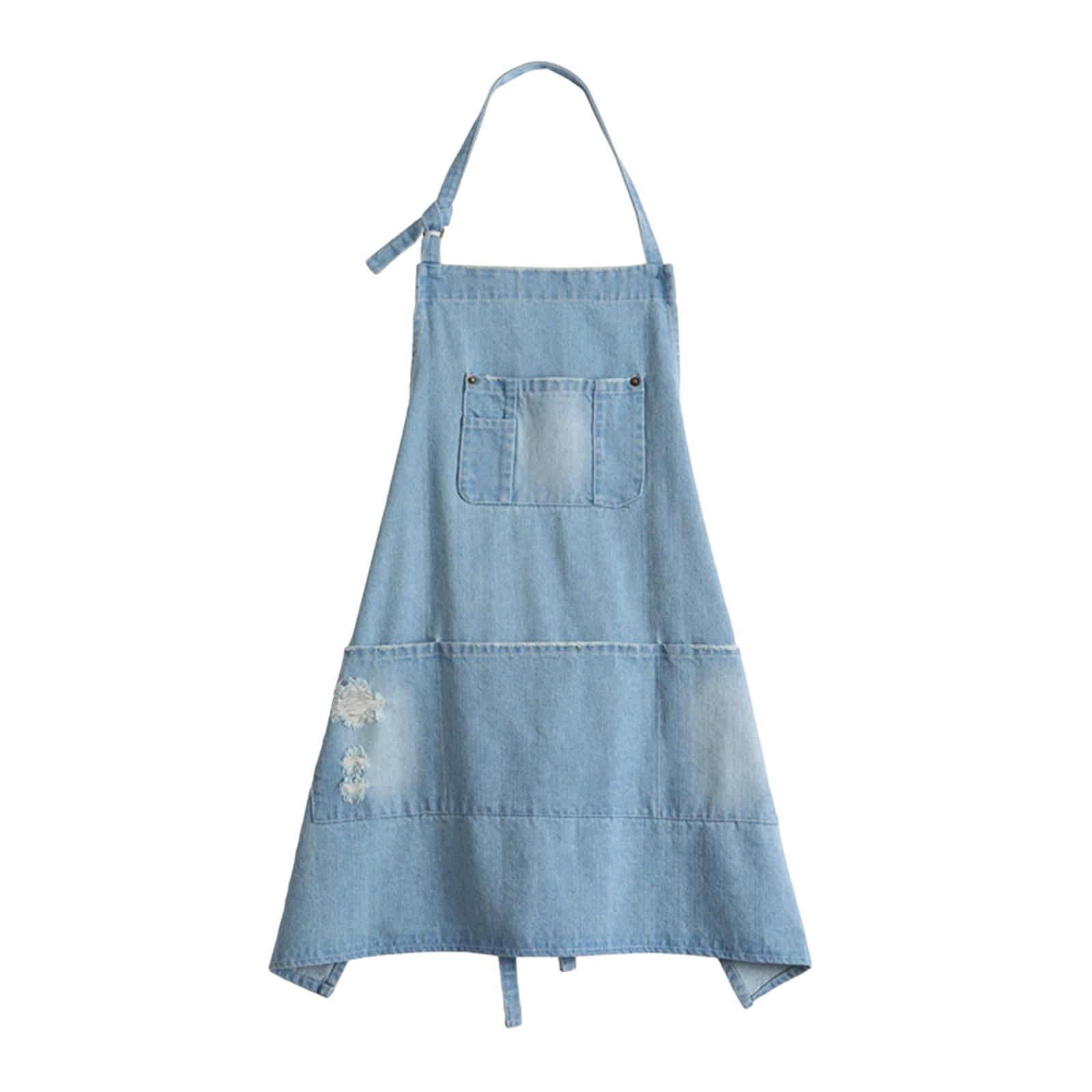 TISHITA Denim Apron Tall Bib Apron Washable Work Apron Kitchens Chef Apron for Potters Crafting Gardener Artists Modeling Ceramic Clay B