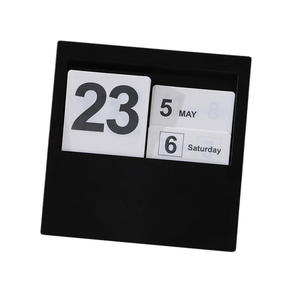 TISHITA Desk Calendar Wooden Perpetual Calendar Desktop Calendar Office Calendar With Reusable Date Blocks And Nordic Style Wood Construction Suitable for gift giving home Black Card Calendar