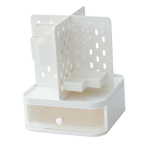 TISHITA Desktop Organizer Pen Holder Card Holder Container Stationery Supplies Pegboard Makeup Organizer Desk Organiser for Classroom White