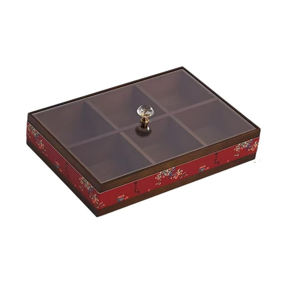 TISHITA Divided Serving Tray Appetizer Tray Decorative Snack Plate with Clear Lid for Candy and Fruits Dessert Cookies Table Centerpiece red single layer