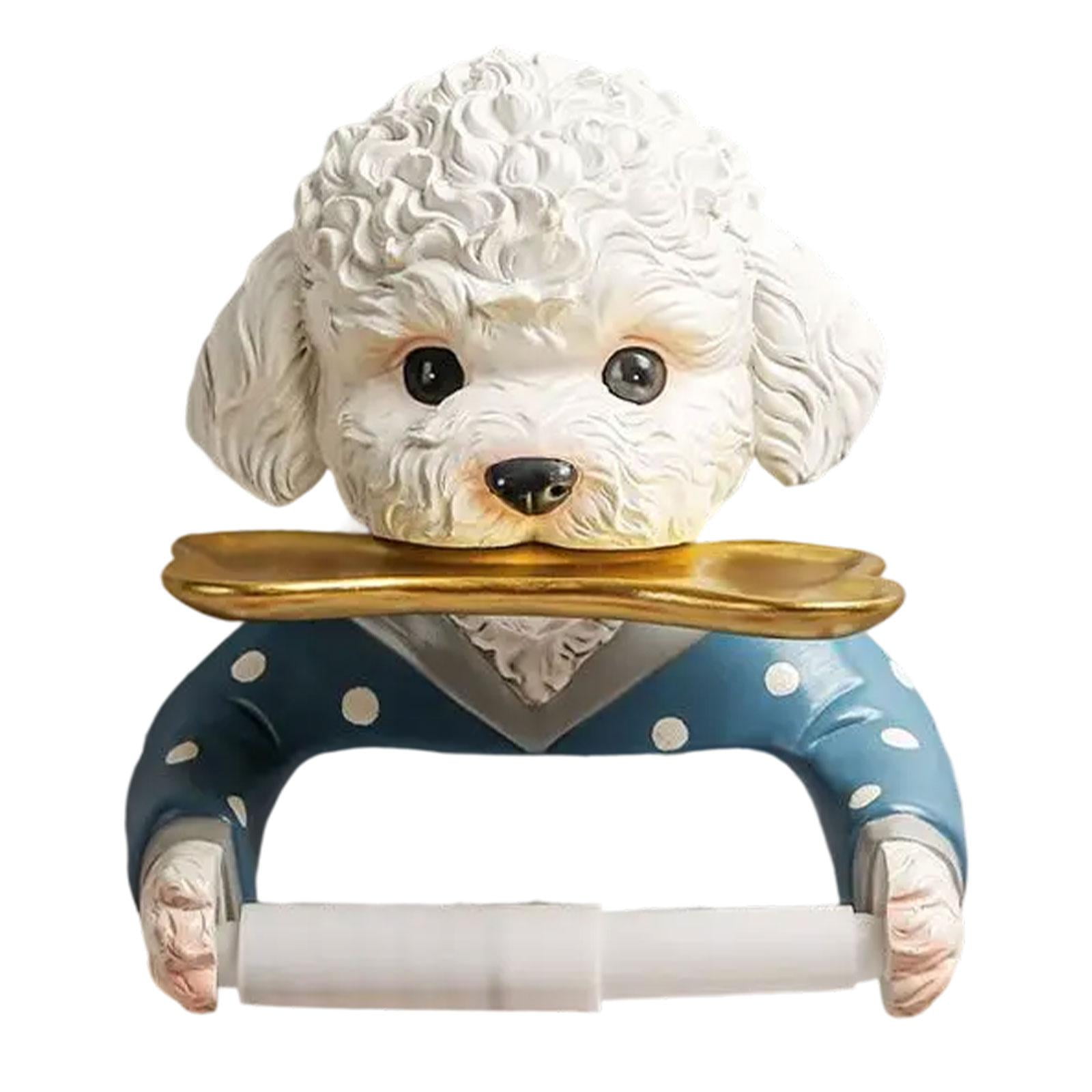 TISHITA Dog Toilet Paper Roll Holder Tissue Dispenser Novelty Multifunctional Cartoon Toilet Tissue Holder for Hotel Washroom Kitchen