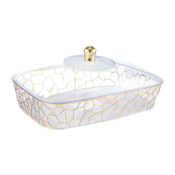 TISHITA Dried Fruit Plate Serving Platter Snack Storage, with Lid, Utility, Candy Nuts Dish Cookies Organizer for Living Room Picnic 32x21.5x14.3 cm