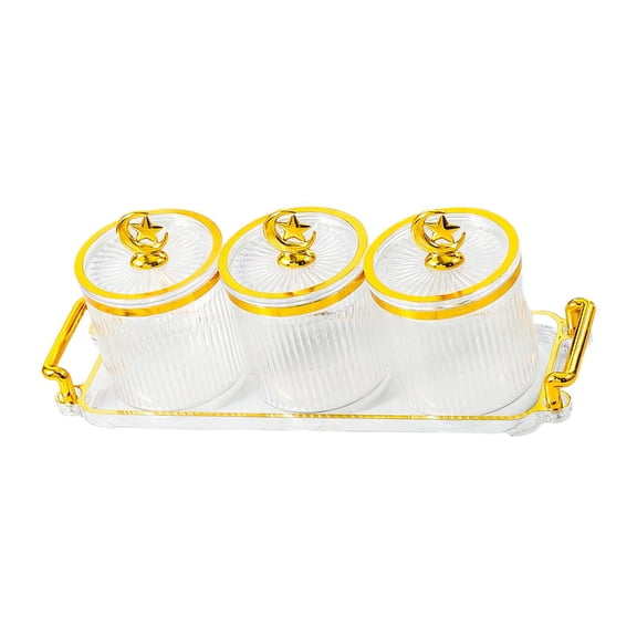 TISHITA Dried Fruit Plate Snacks Tray Multipurpose Snacks Dish Covered Candy Jar Appetizer Serving Tray for Kitchen Dining Room Hotel 3 Grid Clear